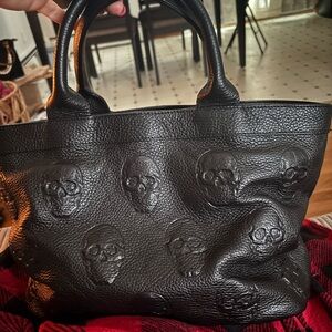 Black Embossed Skull Tote Bag